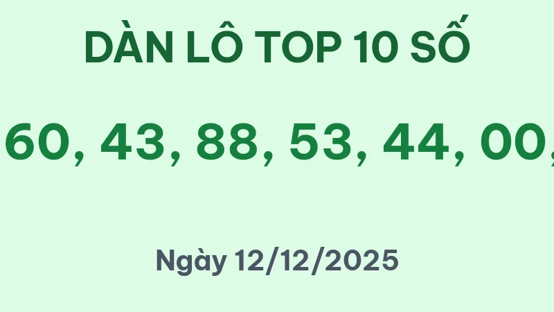Dàn lô top 10 số Miền Bắc dự đoán cho ngày 12/12/2025